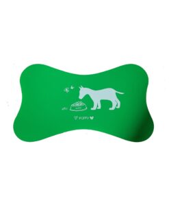 Anti-Slip Bone Shaped Waterproof Pet Dog Feeding Bowl Place Mat 50cm x 30cm - Green