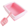 Anti-Splash Cat Litter Box with Scoop - Pink