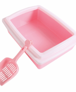 Anti-Splash Cat Litter Box with Scoop - Pink