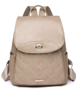 Anti-Theft Backpack Women's Ladies New Fashion Student Leisure Travel Bag - Apricot