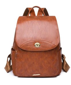 Anti-Theft Backpack Women's Ladies New Fashion Student Leisure Travel Bag - Dark Brown
