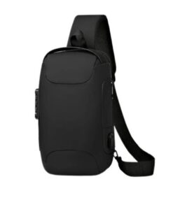 Anti-Theft Crossbody Waterproof USB Travel Shoulder Bag - Black
