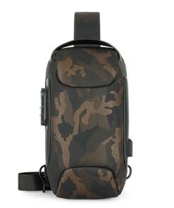 Anti-Theft Lock Sling Chest Bag Crossbody With USB Port - Green