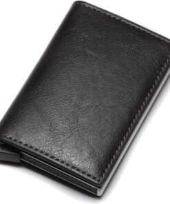 Anti-Theft RFID Aluminum and Leather Slide Up Wallet Card Holder