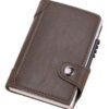 Anti-theft RFID Slide Out Aluminum and PU Leather Credit Card Wallet - Brown