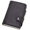 Anti-theft RFID Slide Out Aluminum and PU Leather Credit Card Wallet - Plain Black