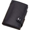Anti-theft RFID Slide Out Aluminum and PU Leather Credit Card Wallet - Striped Black