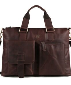 APEY - Leather Bags Briefcase Laptop Bag - Premium 1st Layer Cowhide Bag - Sienna