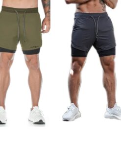 APEY Shorts For Men 2 In 1 Sports Gym Shorts With Phone Pocket & Underlayer