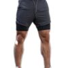 APEY Shorts For Men - 2-in-1 Sports Shorts with Phone Pocket - Dark Grey - M