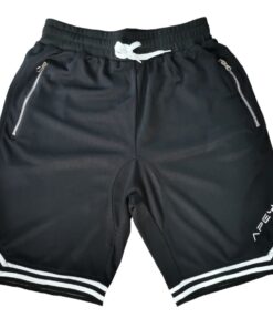 APEY Shorts For Men - Basketball Running Gym Shorts - Zip Pockets - Black - L