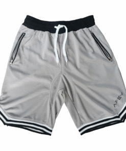 APEY Shorts For Men - Basketball Running Gym Shorts - Zip Pockets - Grey - XL