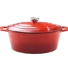 Aqua Oval Enamel Cast Iron Casserole Cookware Pot Red 35.5 cm 4L