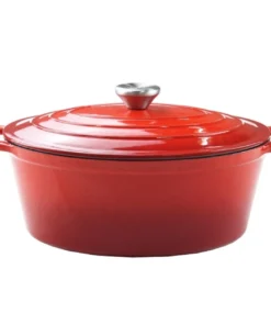 Aqua Oval Enamel Cast Iron Casserole Cookware Pot Red 35.5 cm 4L