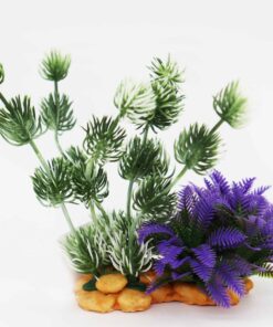 Aquarium Aquascape Artificial Plastic Plant for Fish Tank - Purple & White