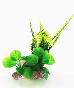 Artificial Plastic Aquatic Water Plant - Green Plant With Yellow (16cm)