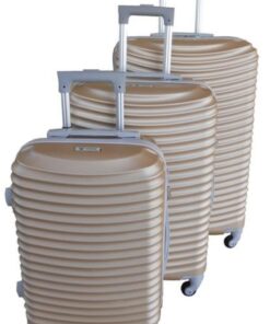 Asa 3 Piece Quality Hard Outer Shell Ringletted Lightweight Luggage Set - Gold