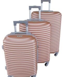 Asa 3 Piece Quality Hard Outer Shell Ringletted Lightweight Luggage Set - Pink