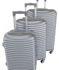 Asa 3 Piece Quality Hard Outer Shell Ringletted Lightweight Luggage Set - Silver