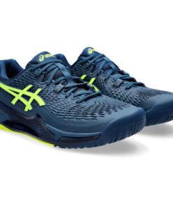 Asics Men's Gel-Resolution 9 Tennis Shoes - Mako Blue/Safety Yellow - UK 10