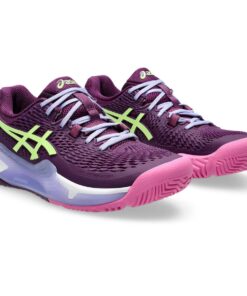Asics Women's GEL-RESOLUTION 9 PADEL Padel Shoes - Deep Mauve/Lime Green - UK 8