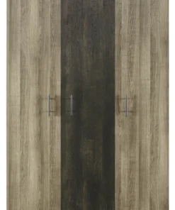 Aspen 120cm 3 Door Robe, Rough Swan Grey & Graphite Black