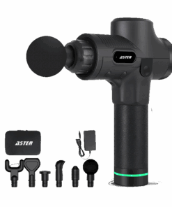 ASTER Deep Tissue Muscle Massager Gun - 30 Speed Levels with 6 Heads-Black