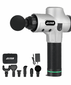 ASTER Deep Tissue Muscle Massager Gun- 30 Speed Levels with 6 Heads-Silver