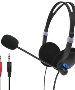 Astrum HS110 Wired On-Ear Headphones with Mic, Dual 3.5mm Connectors for PC