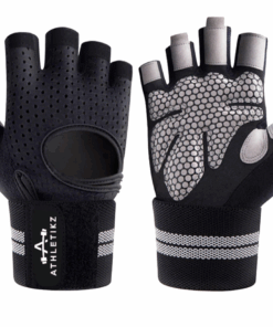 Atheltikz Gym Gloves/ Lifting Gloves - Padded - Wrist Strap Secure - Black - S