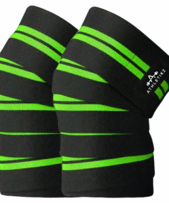 Athletikz Knee Wraps for Weightlifting - Knee Support - Heavy Duty - Unisex - Green, Black
