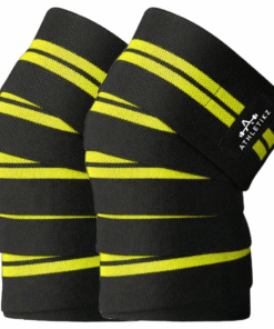 Athletikz Knee Wraps for Weightlifting - Knee Support - Heavy Duty - Unisex - Yellow, Black