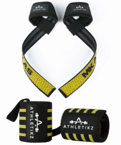 Athletikz Lifting Straps & Wrist Wraps - Combo Pack - Weightlifting Set - Yellow