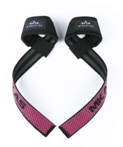 ATHLETIKZ Weightlifting Straps + Silicone Grip - Strength & Weight Training - Pink