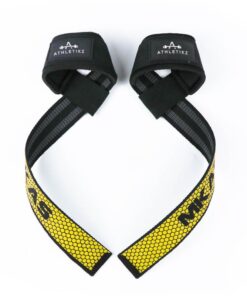 ATHLETIKZ Weightlifting Straps with Silicone Grip - Gym & Strength Training - Yellow, Black