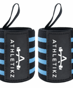 Athletikz Wrist Wraps/Straps For Weightlifting - Heavy Duty - Set of 2 - Black & Blue