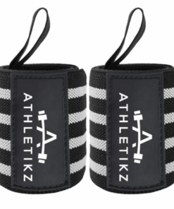 Athletikz Wrist Wraps/Straps For Weightlifting - Heavy Duty - Set of 2 - Black & Grey
