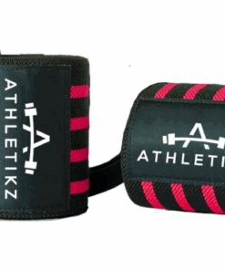 Athletikz Wrist Wraps/Straps For Weightlifting - Heavy Duty - Set of 2 - Black & Red