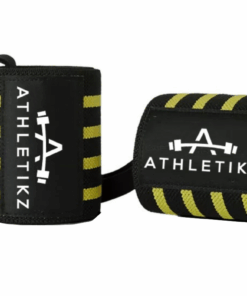 Athletikz Wrist Wraps/Straps For Weightlifting - Heavy Duty - Set of 2 - Black & Yellow
