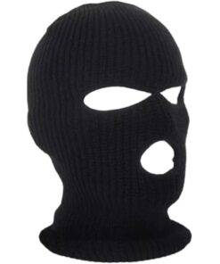 Atterson Knitted Full Face Cover 3 Hole Balaclava Warm Knit Beanie - Black