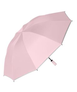 Auto Folding Umbrella Night-Reflective Windproof Outdoor Sun protection - Pink, Black