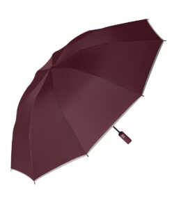 Auto Folding Umbrella Night-Reflective Windproof Outdoor Sun protection - wine red