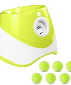Automatic Dog Ball Launcher & 6 Tennis Balls Dog Toy Ball Thrower Outdoor - Yellow Green