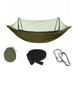 Automatic Quick-Opening Nylon Hammock With Mosquito Net - Olive Green
