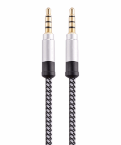 Auxiliary Cable - Nylon Braided - 4 Pole - White & Black