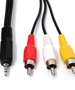 AV Cable, 3.5mm Stereo Jack Plug to 3x Phono (RCA) Plug, 1 m, Black