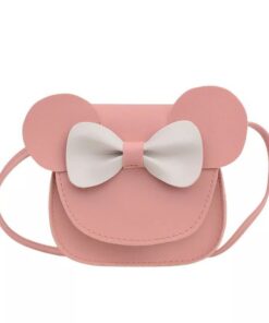 Baby Girl Cartoon Crossbody Bag, Cute Mouse Ear Bowknot Magnetic Snap - Pink
