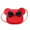 Baby Girl Cartoon Crossbody Bag, Cute Mouse Ear Bowknot Magnetic Snap - Red