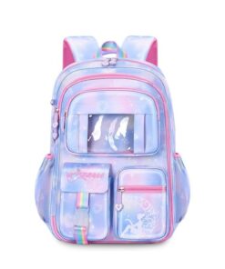 Backpack New Fashion Girls Teenagers Student School Backpack Bag Rainbow - SkyBlue