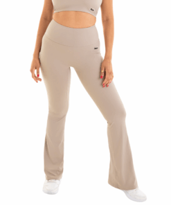 Bacon Active Women's Scrunch Bum Flare Gym Leggings Tight - Cream - L